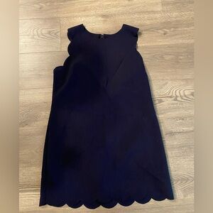 J Crew navy dress with scallop detail